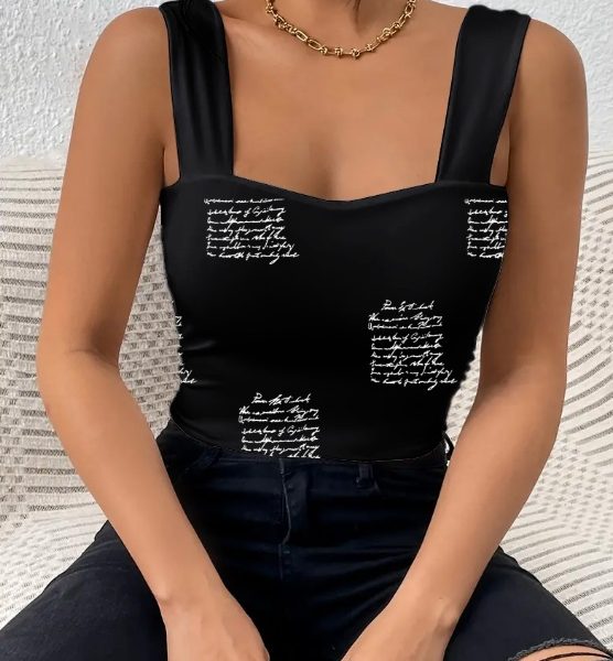 Ladies' V-neck Printed Fashionable Casual Camisole Vest