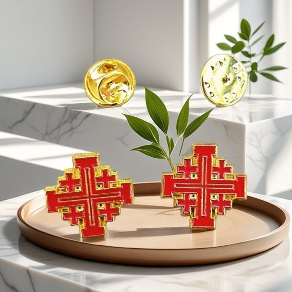 Blessing Brooch Badge Jerusalem Cross